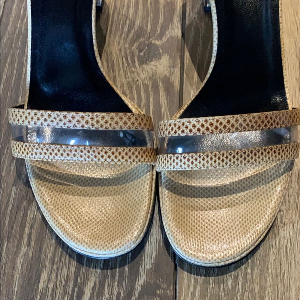Gucci Beige and Black Open-Toe Sandal Mules - Picture 5 of 5
